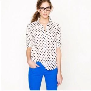 J.Crew | Jacquard Polkadot Popover Blouse